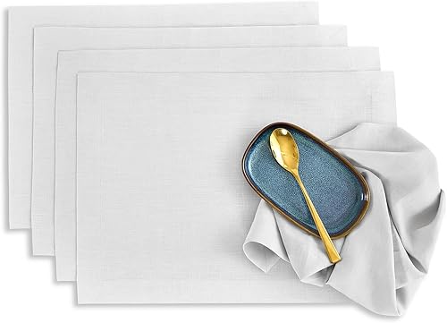 Miniatura 76 de Solino Home - Juego de 4 manteles individuales de 14 x 19 pulgadas, lino europeo 100% lino puro, tejido natural, hecho a mano, lavable a máquina,