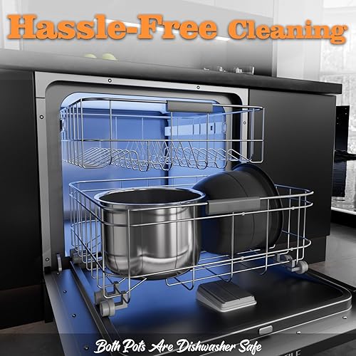 Miniatura 6 de Fullwill Olla eléctrica a presión de 6 cuartos de galón, olla multifunción 12 en 1 con ollas de acero inoxidable 304 y cerámica, olla a presión,