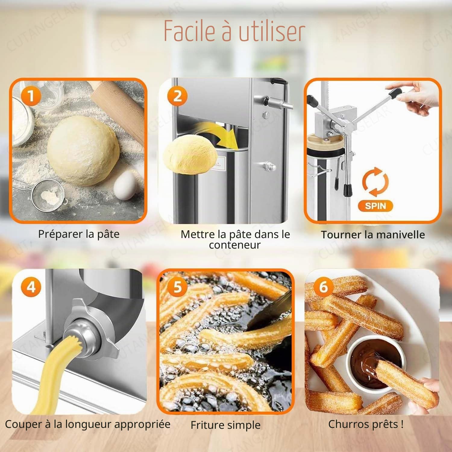 Presse À Pâte Manuelle, Machine À Churros Professionnelle. Caractéristiques Avec 5 Buses Interchangeables Et Capacité 2L. Pour Environnements De Restaurant Et Boulangerie.(3L)