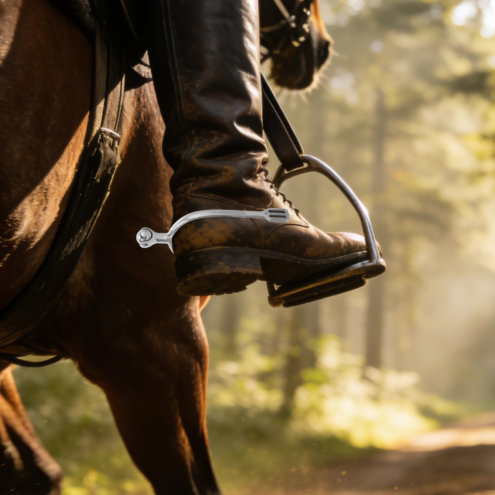 WOONEKY Éperons D'équitation pour Homme en Acier Inoxydable avec Boule Roulante, Paire D'éperons Anglais Compatibles Bottes Cowboy, Équipement Randonnée et Entraînement Équestre
