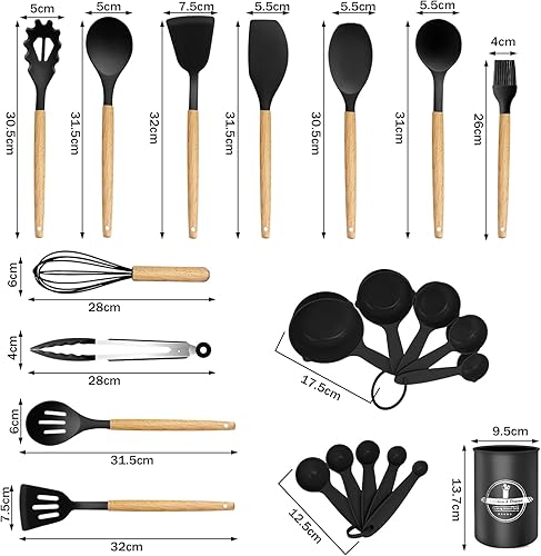 Miniatura 3 de Juego de 22 utensilios de cocina de silicona, resistentes al calor, antiadherentes, cuchara, utensilios de cocina, utensilios de cocina para