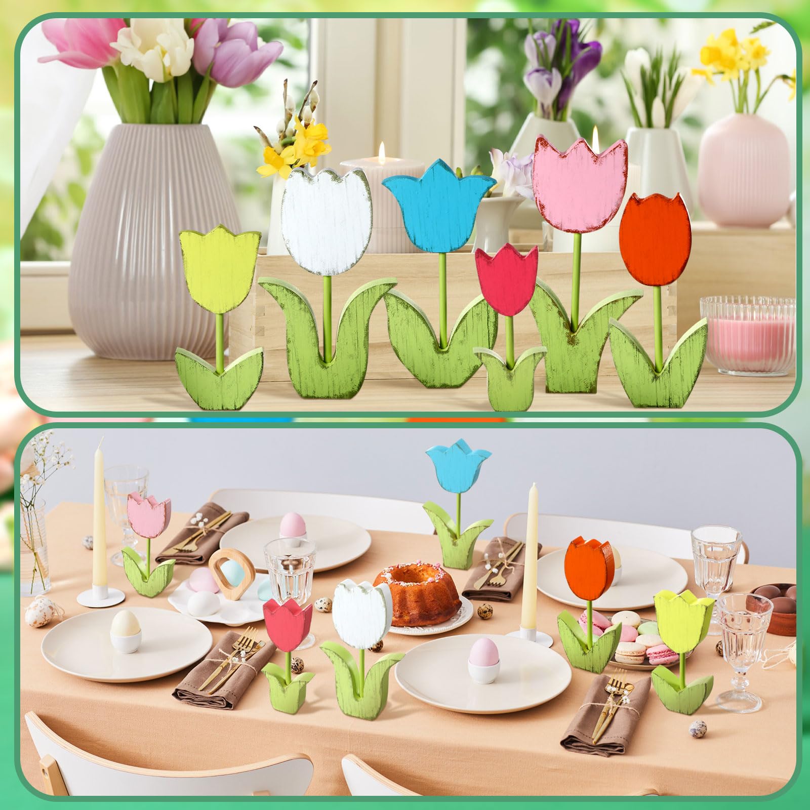Amazon.com: Kigley 6 Pcs Retro Spring Tulips Wood Signs Rustic