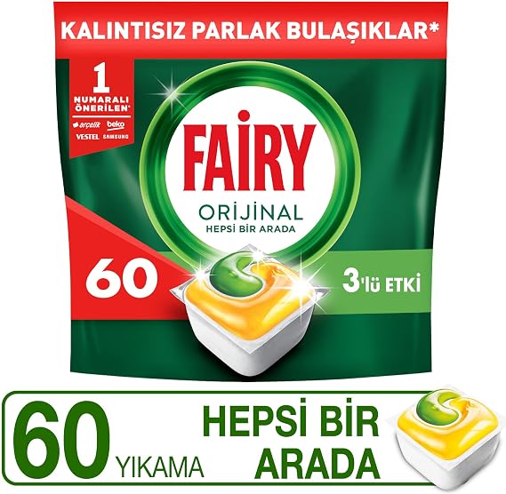 Fairy Hepsi Bir Arada Bulaşık Makinesi Deterjanı Kapsülü/Tableti 60 Yıkama Limon Kokulu