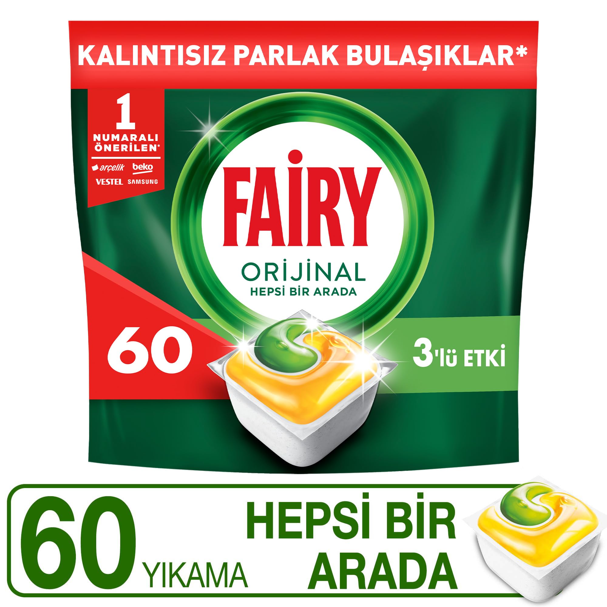 Fairy Hepsi Bir Arada Bulaşık Makinesi Deterjanı Kapsülü/Tableti 60 Yıkama Limon Kokulu
