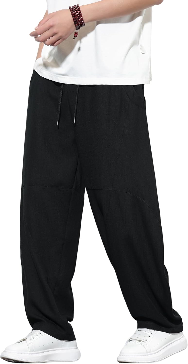 DOSLAVIDA Mens Baggy Sweatpants Wide Leg Casual Pants Drawstring Elastic Waist Loose Joggers with Pockets