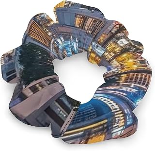 Hair Scrunchies for Women Soft Elastic Hair Ties No Damage No Crease Stylish Hair Accessories Cute Hair Bands Las Vegas Night City Ponytail Holder for Thick Thin Hair
