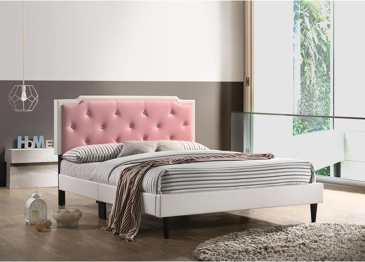 Glory Furniture Deb Faux Leather Upholstered Full Bed in White