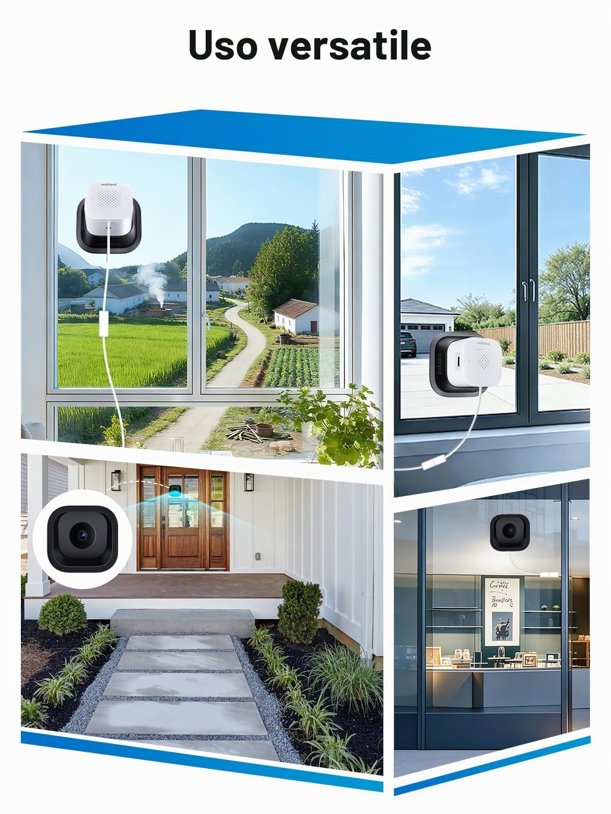 Outinput 3MP 2K Telecamera per Finestra, Telecamera di Sorveglianza 2.4G&5GHz con Supporto a Angolo di Visuale Regolabile, Visione Notturna a Colori con AI, Rilevamento e Movimento, Anti-Riflesso