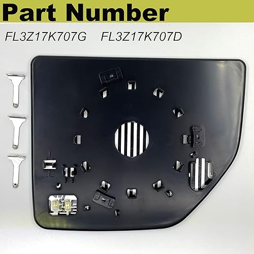 Miniatura 3 de FL3Z17K707G Espejo de remolque lateral del pasajero con parte superior de cristal, vidrio calefactado con soporte trasero de repuesto para Ford F150