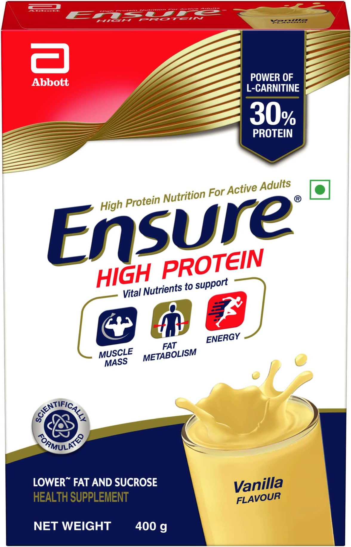 High Protein Drink for Physically Active Adults - Vanilla 400g, Red