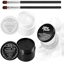 Black & White Face Body Paint + Setting Powder Set, Halloween SFX Makeup