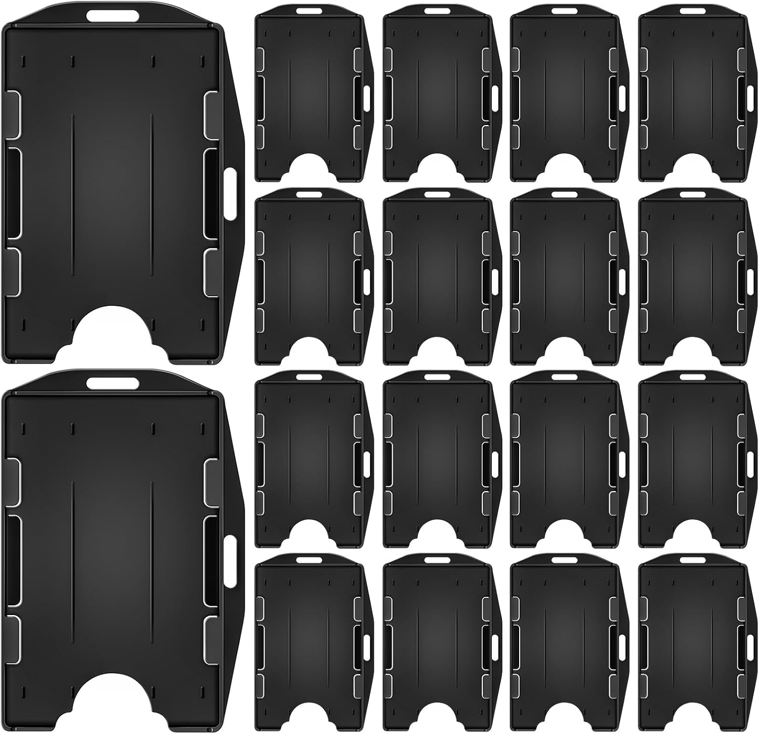 Honoson 2 Sided Badge Holder Hard Plastic Badge Holder ID Card Case Vertical and Horizontal ID Access Rigid Protectors(Black,60)