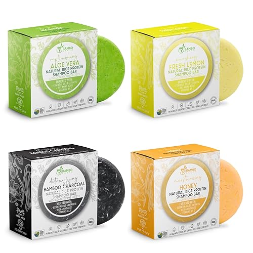 Barra de champú de agua de proteína de arroz sólido con jabón para el cabello con efecto acondicionador - Barras de champú para cabello con todos