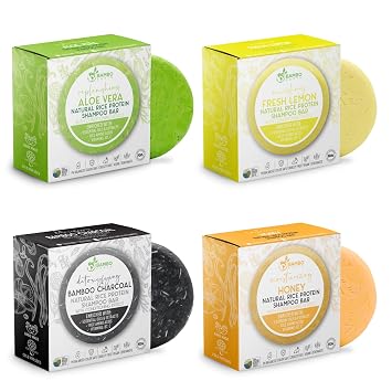 Solid Rice Protein Water Shampoo Bar With Conditioner Effect Hair Soap Shampoo Bars For Hair With All Natural Plant Based Essential Oils And Zero Waste Packaging | Detox Bundle Bundle 4 Pack