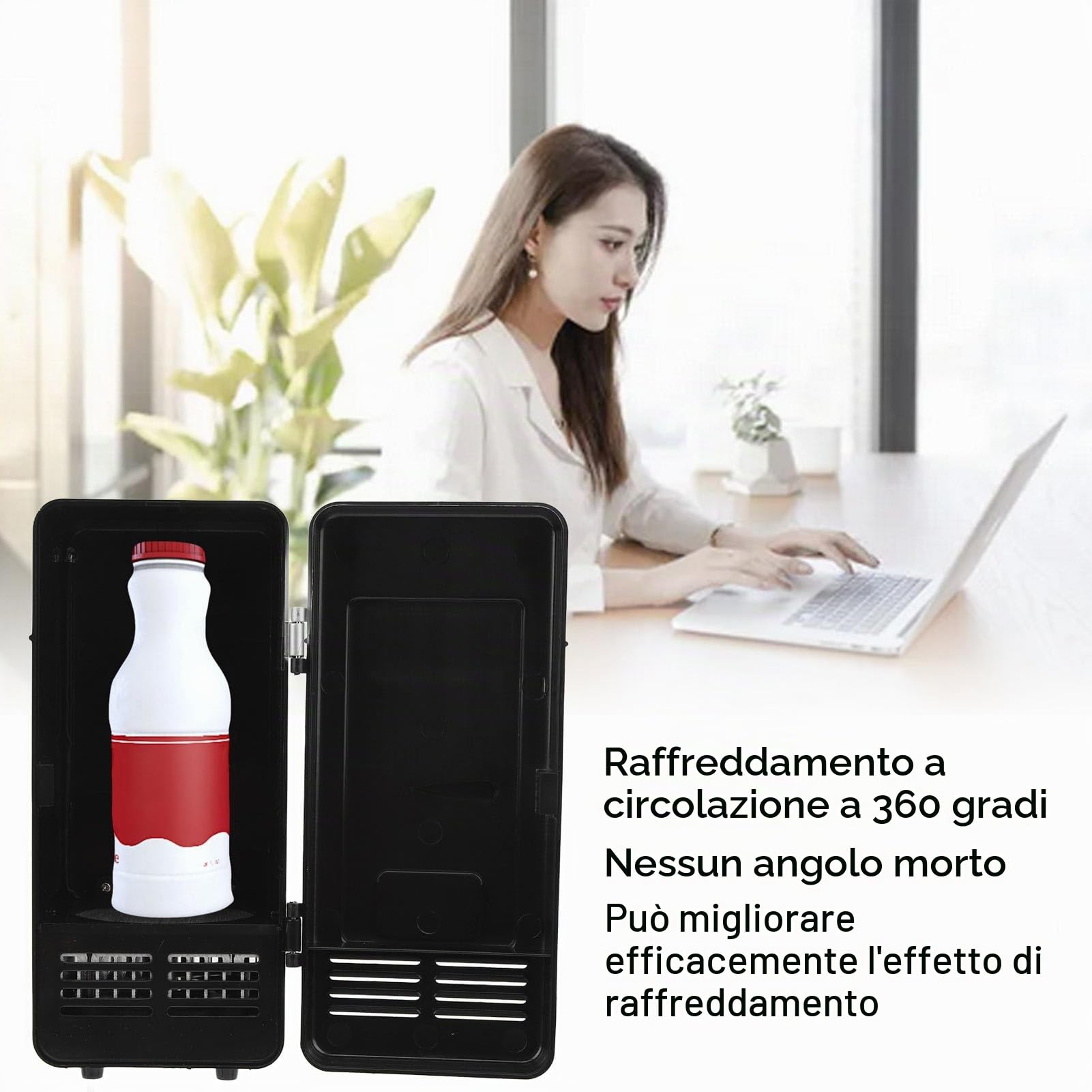 Mini Frigo, Frigoriferi Compatti Viaggio Portatili, Frigorifero a Semiconduttore di Raffreddamento a Basso Decibel Ricaricabile USB per Dormitorio, Ufficio, Camera