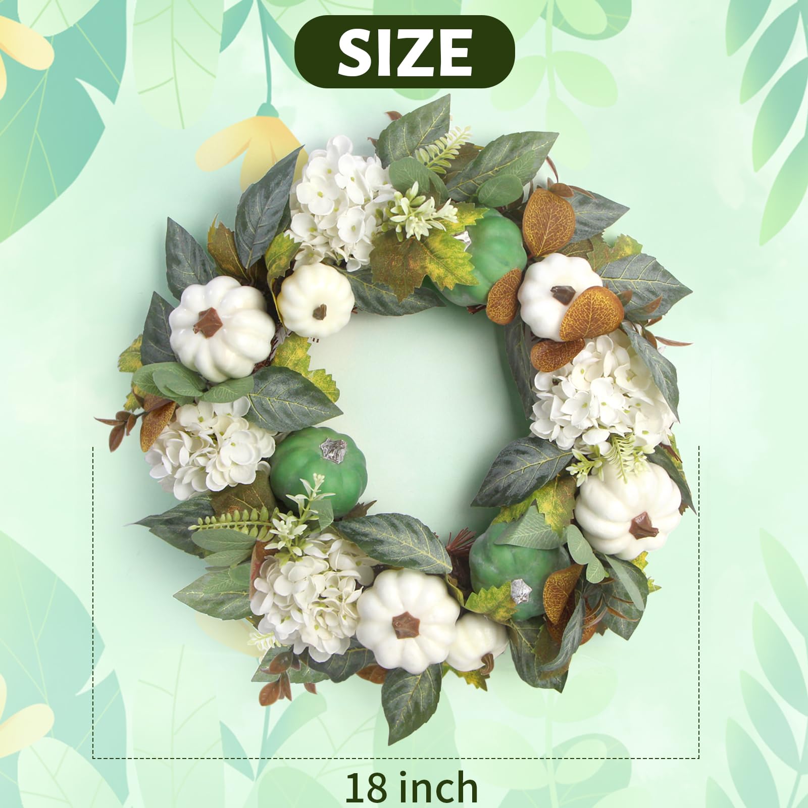 18 Inch Summer Wreaths for Front Door and Leaves Spring Door Wreath with Hydrangea and Maple, Artificial Floral Wreath for Porch, Window Farmhouse Party Holiday Home Decor