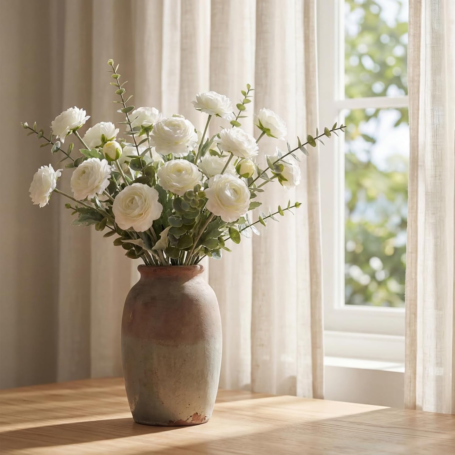 Daifunli 18 Pcs Faux Silk Peony Artificial Flowers for Vase Vintage Bulk Fake Peonies Branches with Stems for DIY Bouquet Centerpieces Wedding Fillers Arrangements Shower Decorations(Cream)