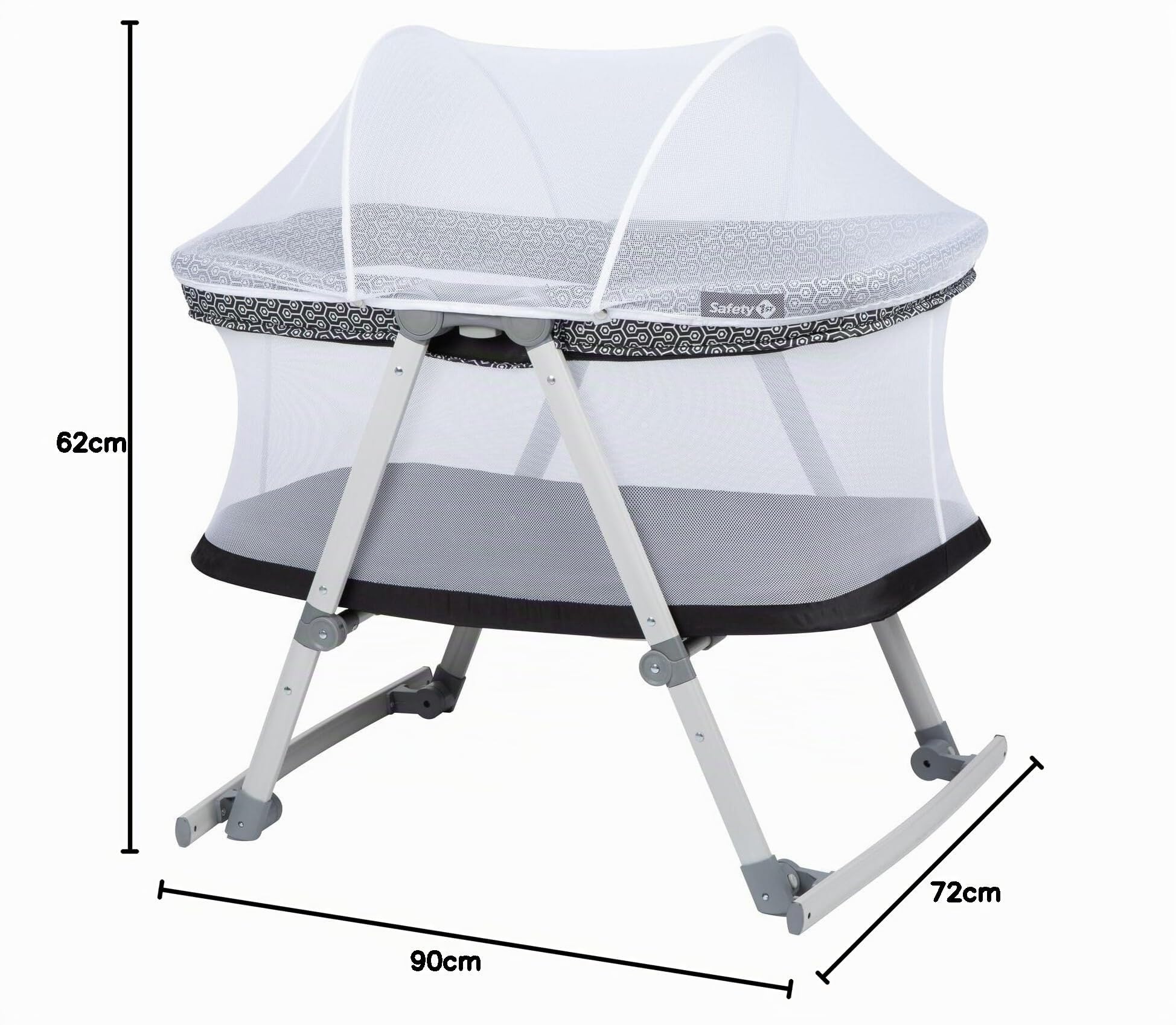 Safety 1st Morning Star Rocker - Cuna plegable para bebé con bolsa de viaje, adecuada desde el nacimiento hasta aproximadamente 9 meses, geométrica (negro)
