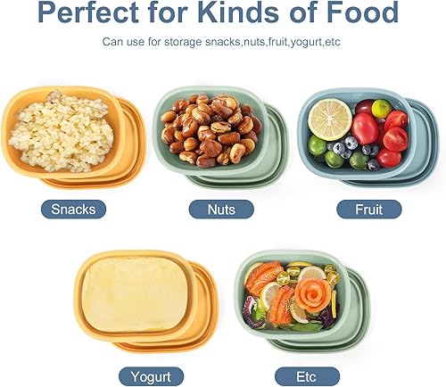 Miniatura 4 de 6 recipientes de silicona de 7 onzas para niños, pequeños recipientes de comida con tapas, recipientes de frutas para el almuerzo, contenedores