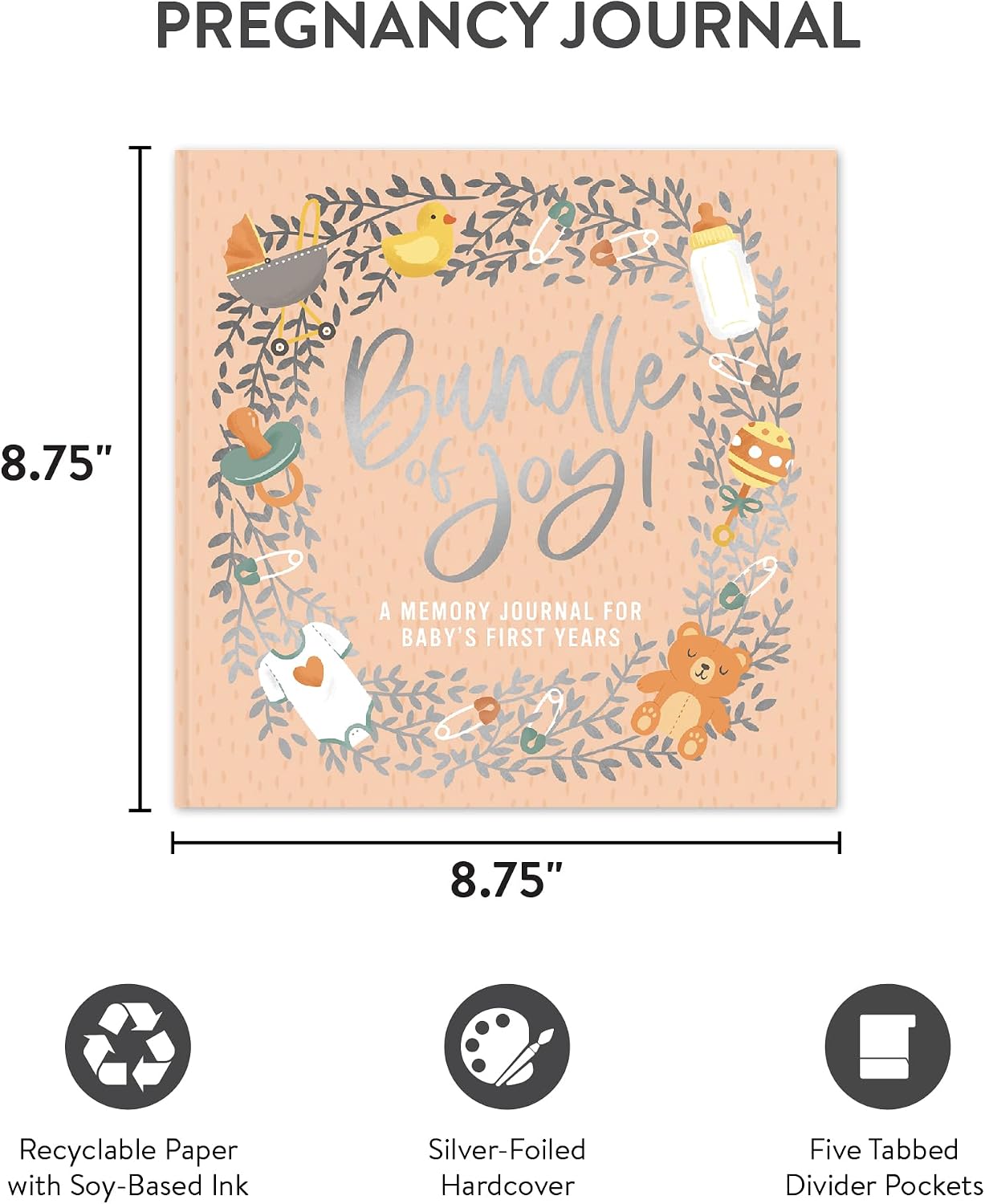 Baby's First Years Guided Journal by Studio Oh! - Bundle of Joy - 9" x 9" - Beautifully Illustrated Hardcover Journal with Storage Pockets Creates a Keepsake of Baby's Earliest Years image 2