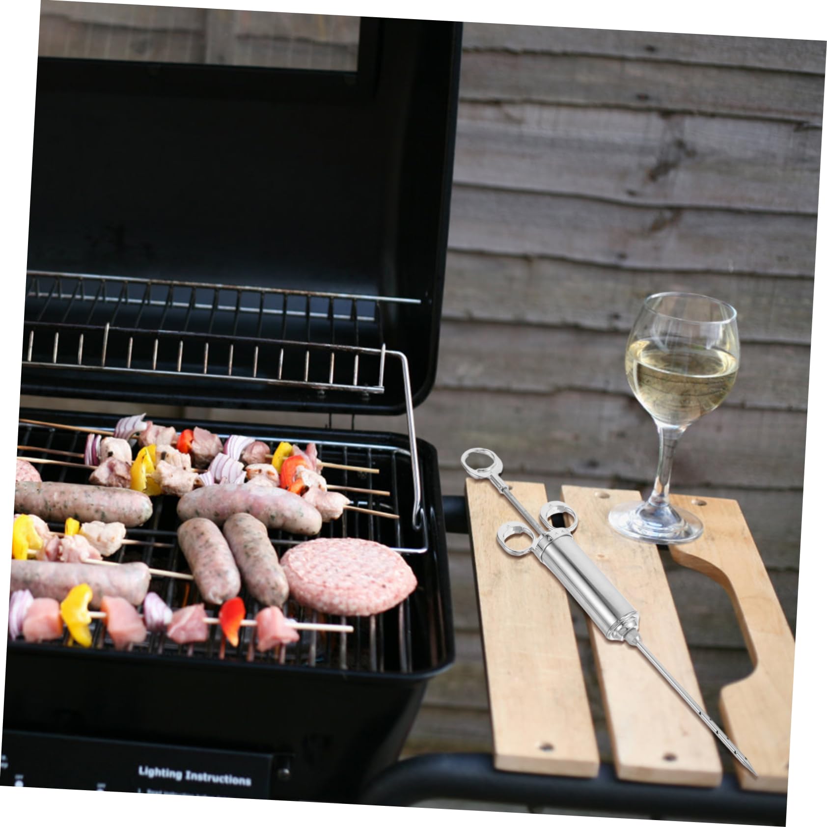 UKCOCO Fleischinjektor Satz mit Drei Nadeln für Grill und Bbq