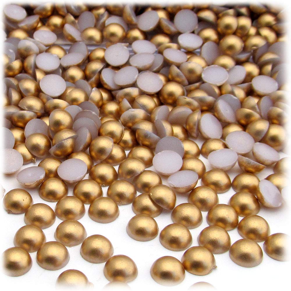 144pc Pearl Finish Half Dome Beads, Round, 5mm, Golden Caramel Brown