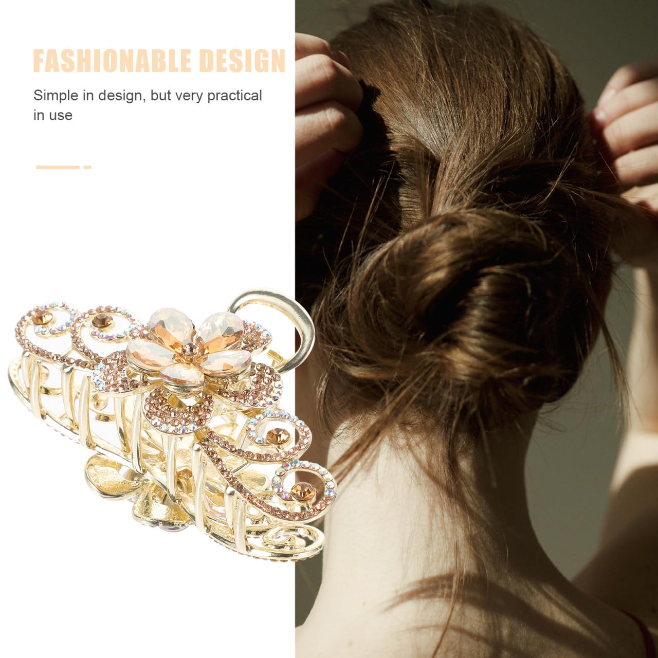 IMIKEYA Large Rhinestone Flower Hair Clip Hair Clip for Women Decorative Claw Clip Dazzling Stones Stylish Hair Accessory for Girls - Image 6