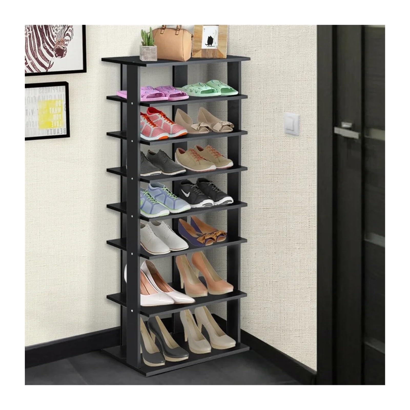 Organisateur de porte-chaussures Étagère à chaussures double à 7 niveaux, étagères pratiques et autoportantes, étagères de rangement concises Étagère à chaussures
