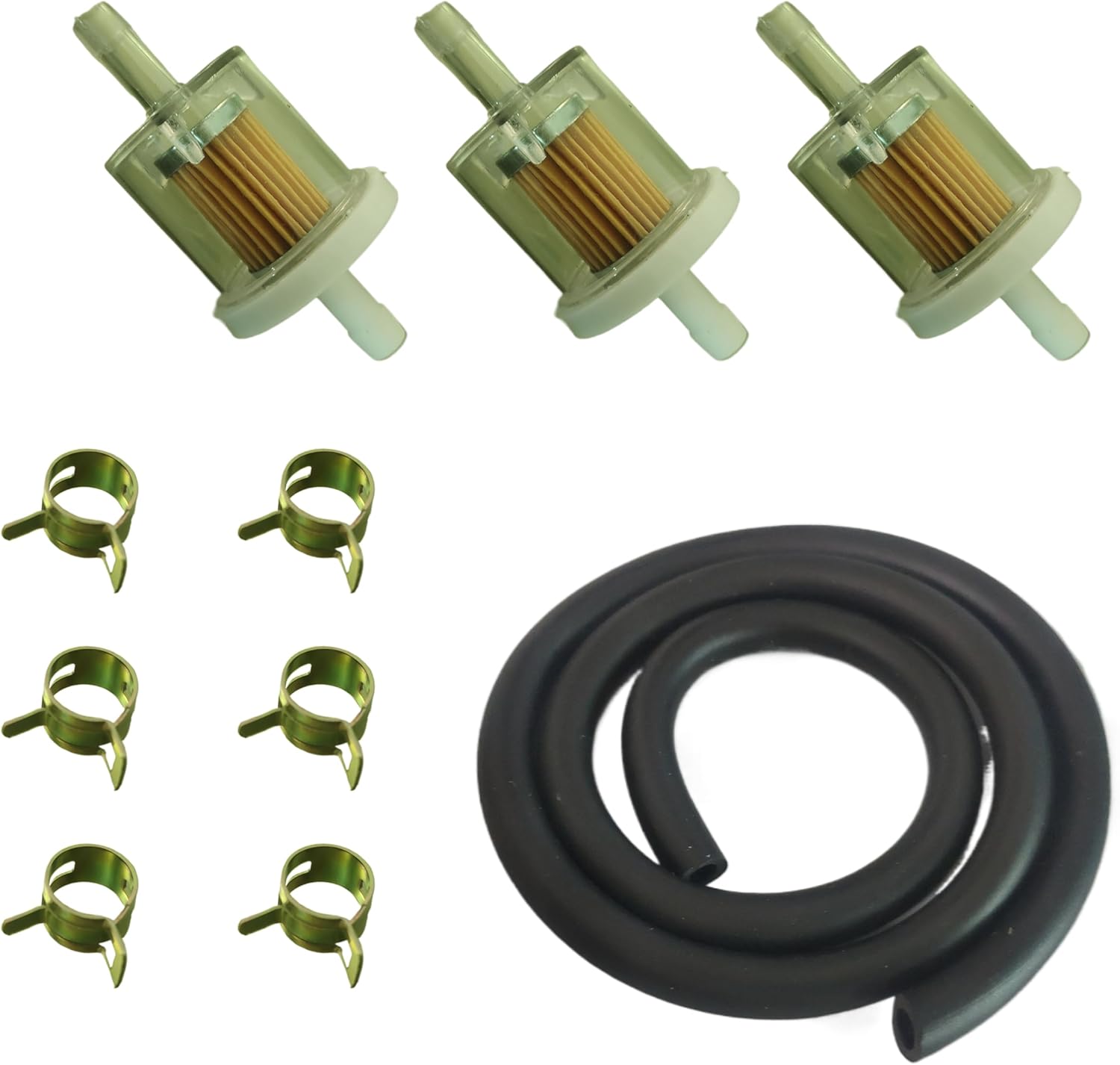Fuel Filter with 1/4" ID Fuel Line Hose and Fixing Clip - Compatible with Briggs Stratton, Kawa Engines, and More - Ideal for Lawn Mowers, Generators - 12HP to 35HP Engines (15 feet Fuel Line)