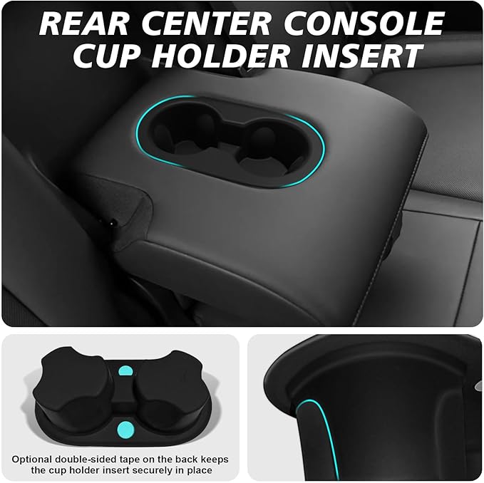 BestEvMod para Model Y Juniper 2026+ 3 Piezas Portavasos y Cargador Silicone Negro miniatura 5