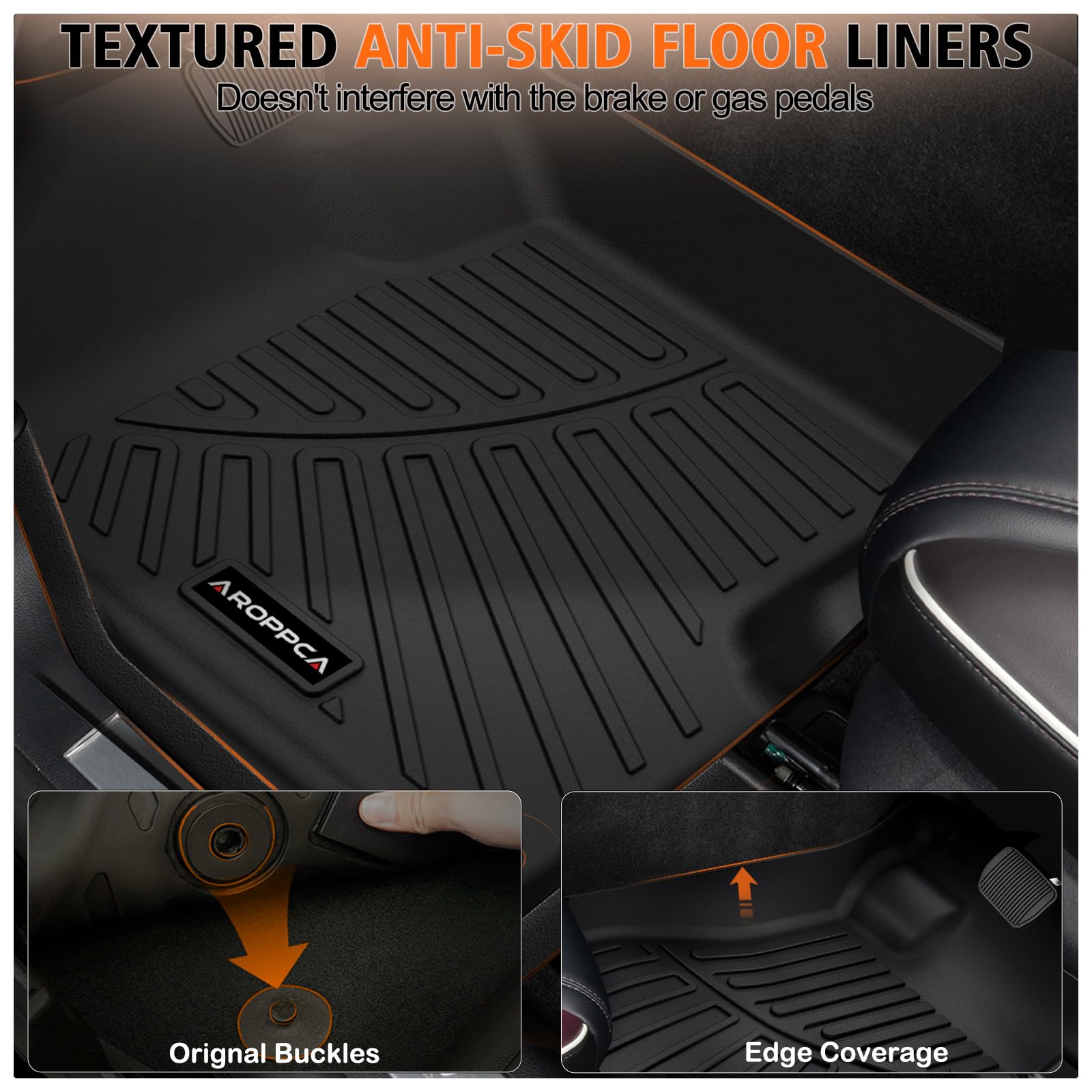 All Weather Car Floor Mats for 2007-2013 Chevy Silverado GMC Sierra 1500 Crew Cab 2007-2014 Silverado Sierra 2500 — view 5