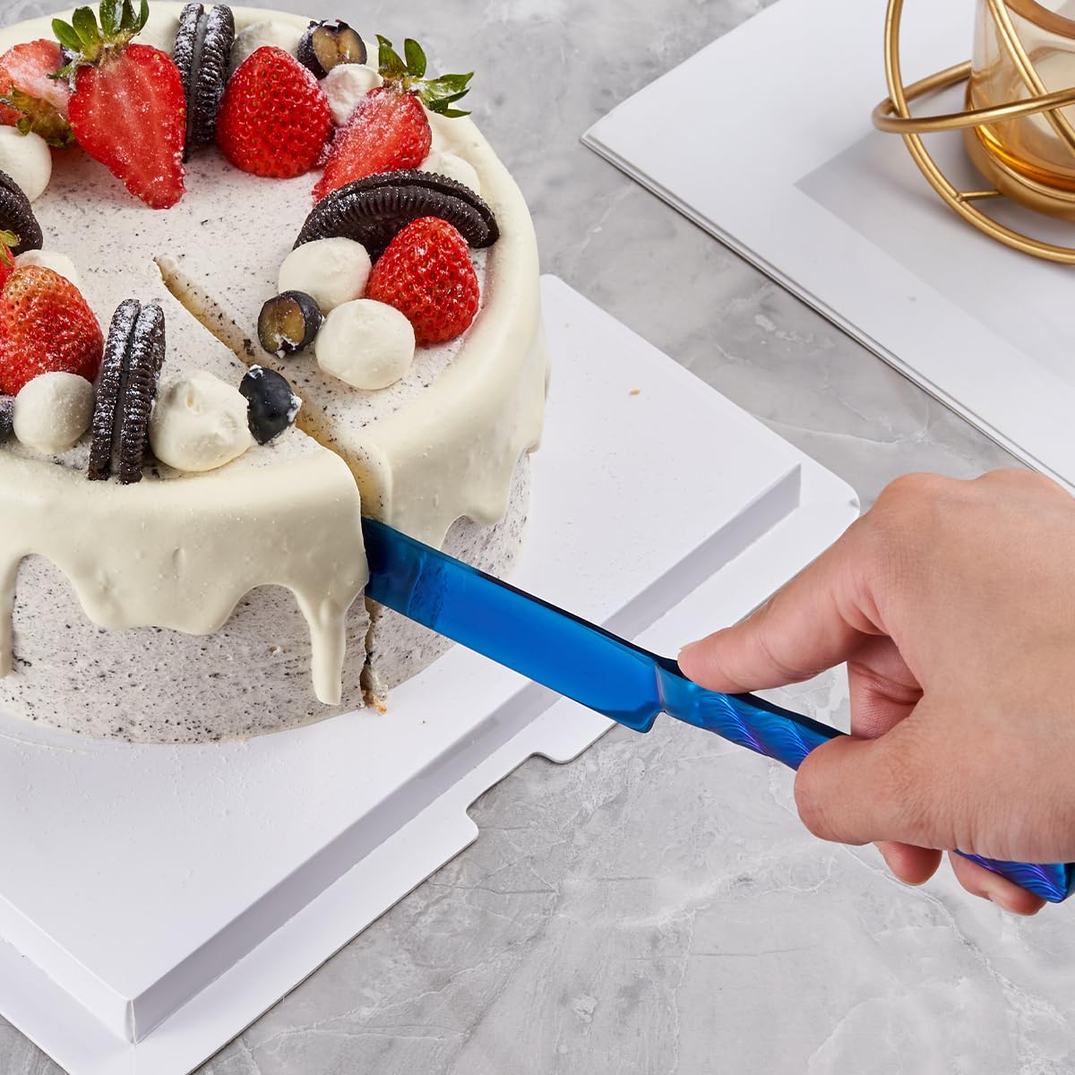 Blue Stainless Steel Cake Knife & Server Set -4