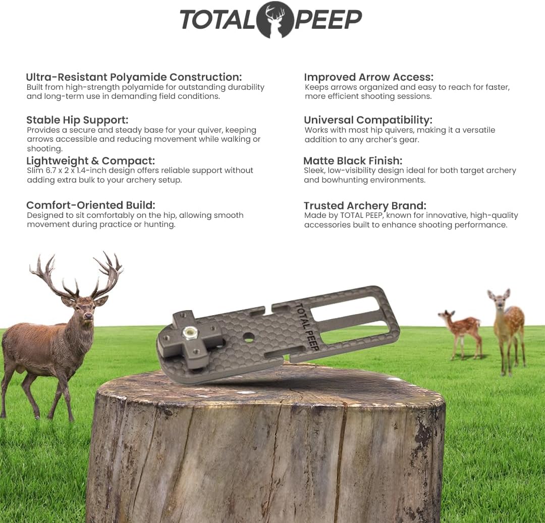 TOTAL Peep Hip Quiver Support, Ultra-resistant Polyamide, 6.7 x 2 x 1.4 inches, Black