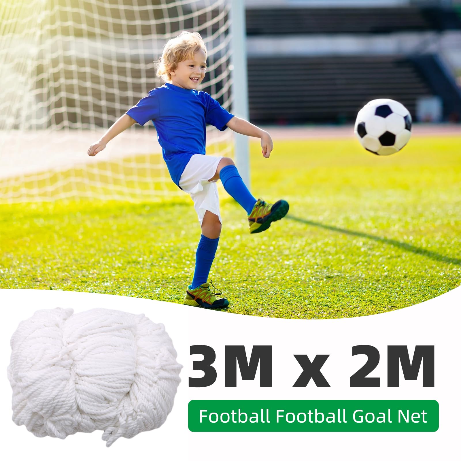 Fußballtor Netz, 3x2m Fußballtornetz Soccer Goal Net Tornetze Ersatznetz Fußball Tor Match Werkzeuge Erwachsene, Training Spielen Tornetz Fußballtor Ersatzteil Nets für Spiel Training Lacrosse