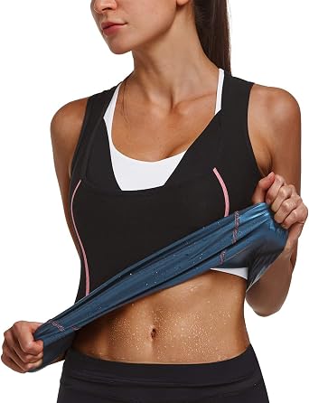 Amazon Com Baleaf Women S Sauna Vest Sweat Suits Wasiter Trainer Weight Loss Neoprene Free Slimming Corset Tank Black Pink Size S M Sports Outdoors