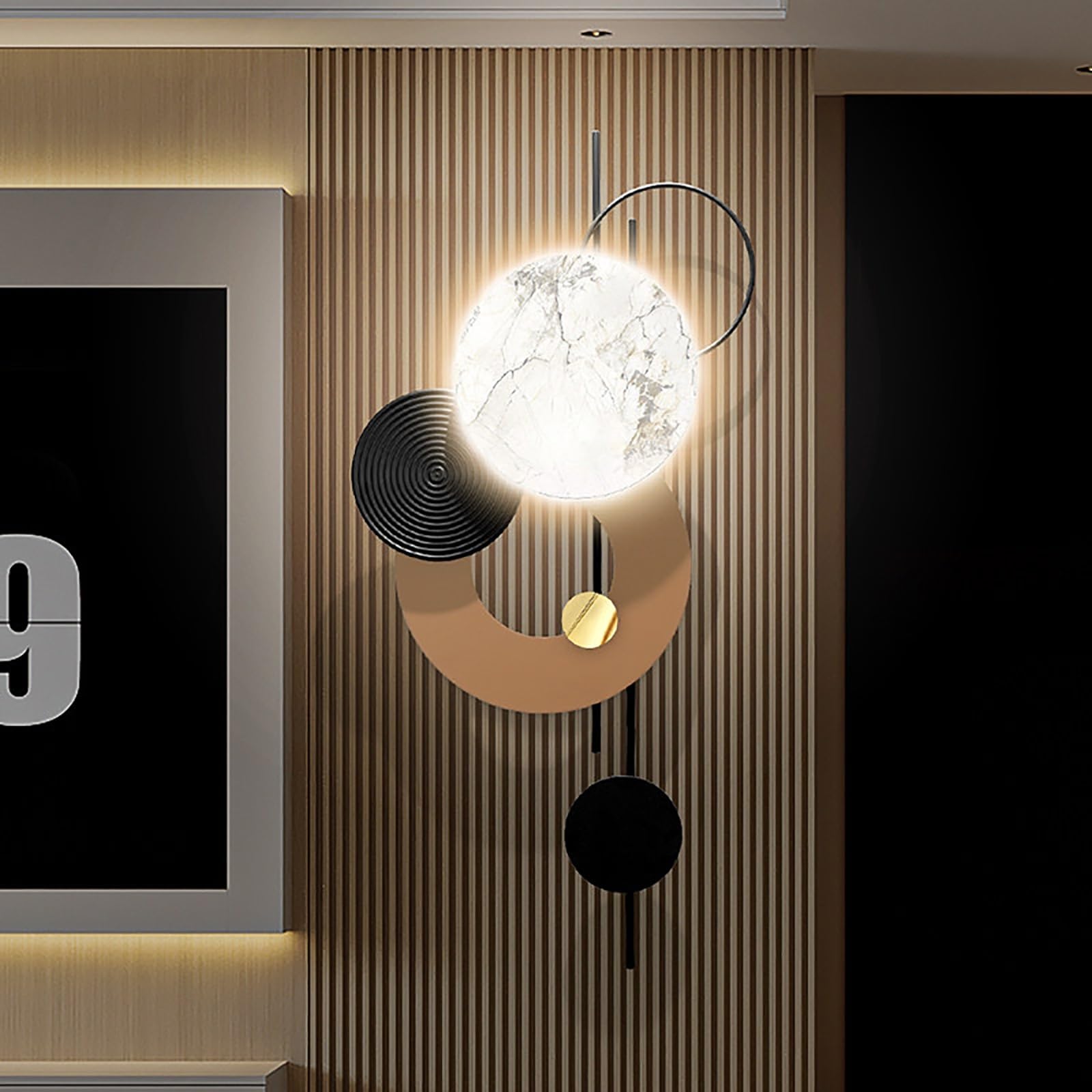 Grande decorazione artistica da parete a LED in metallo 3D, scultura da parete, scultura da appendere, decorazione moderna da parete per soggiorno, corridoio, ingresso