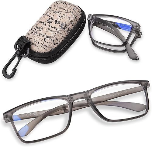 OPTOFENDY Gafas de lectura plegables para mujeres y hombres, pequeños lectores de bisagra de resorte, anteojos de luz azul portátiles con estuche