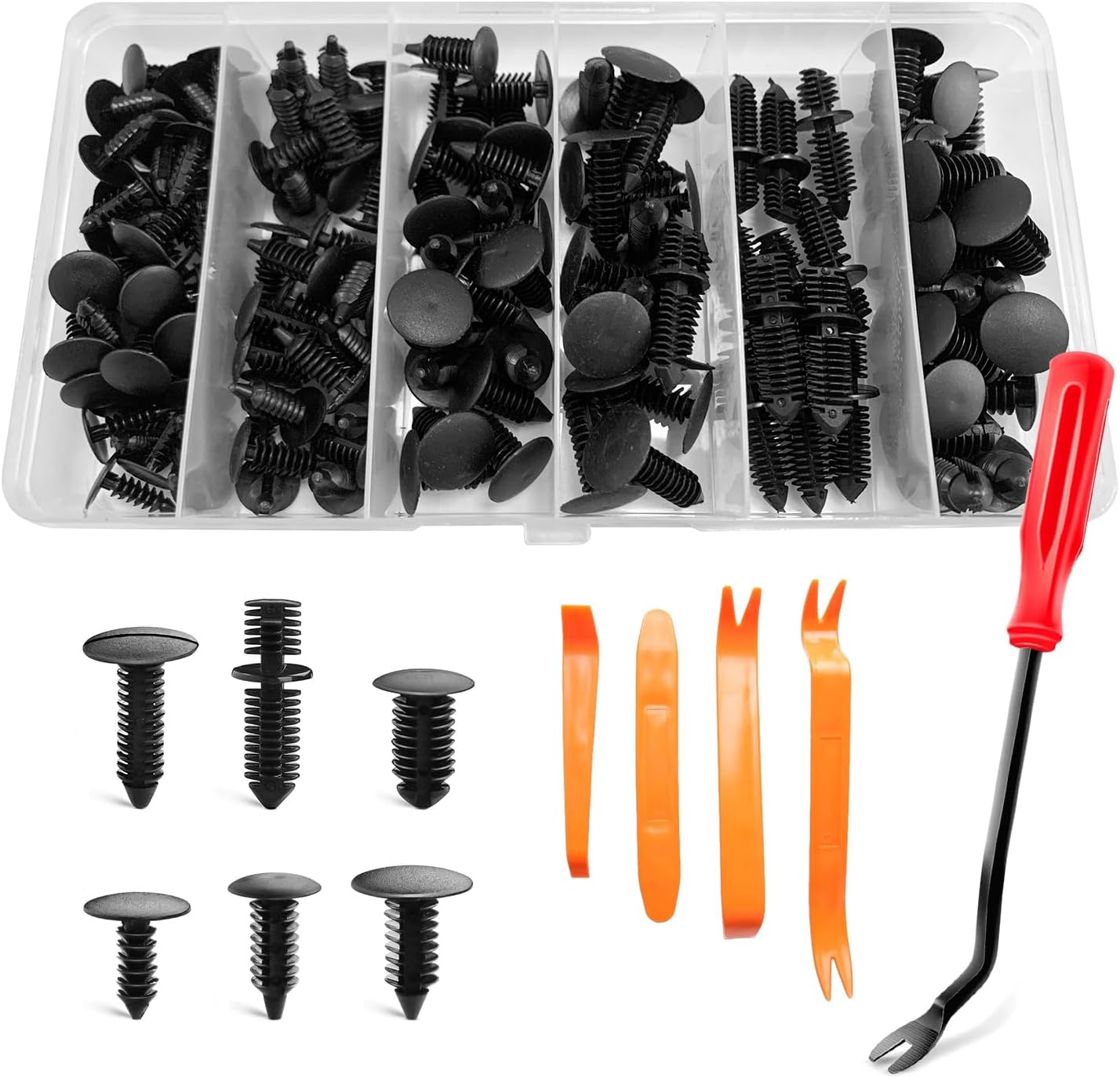 Kewucn 146PCS Car Retainer Clips, 6 Popular Sizes Nylon