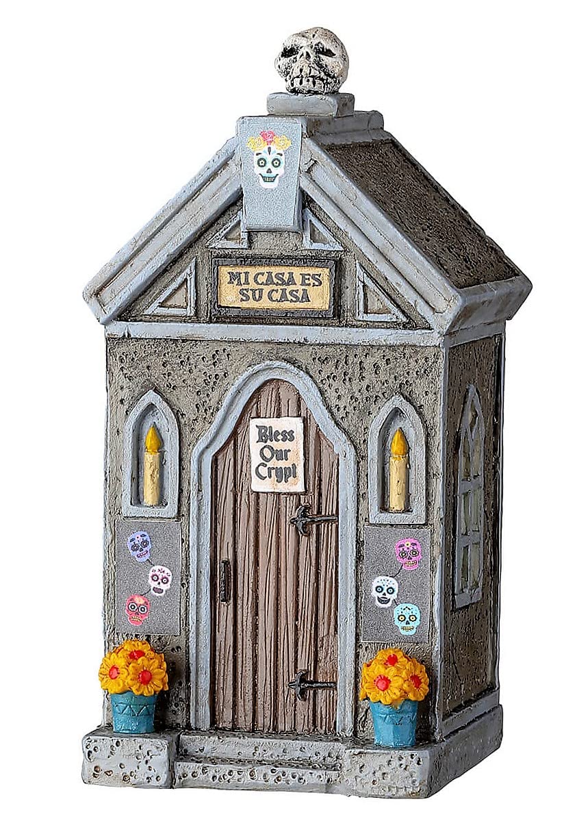 Lemax Multicolor - Day Of The Dead Crypt, Poly-Resin, Collectible Building, Crypt Sculpture, 3028622031, Orange, Purple, Black