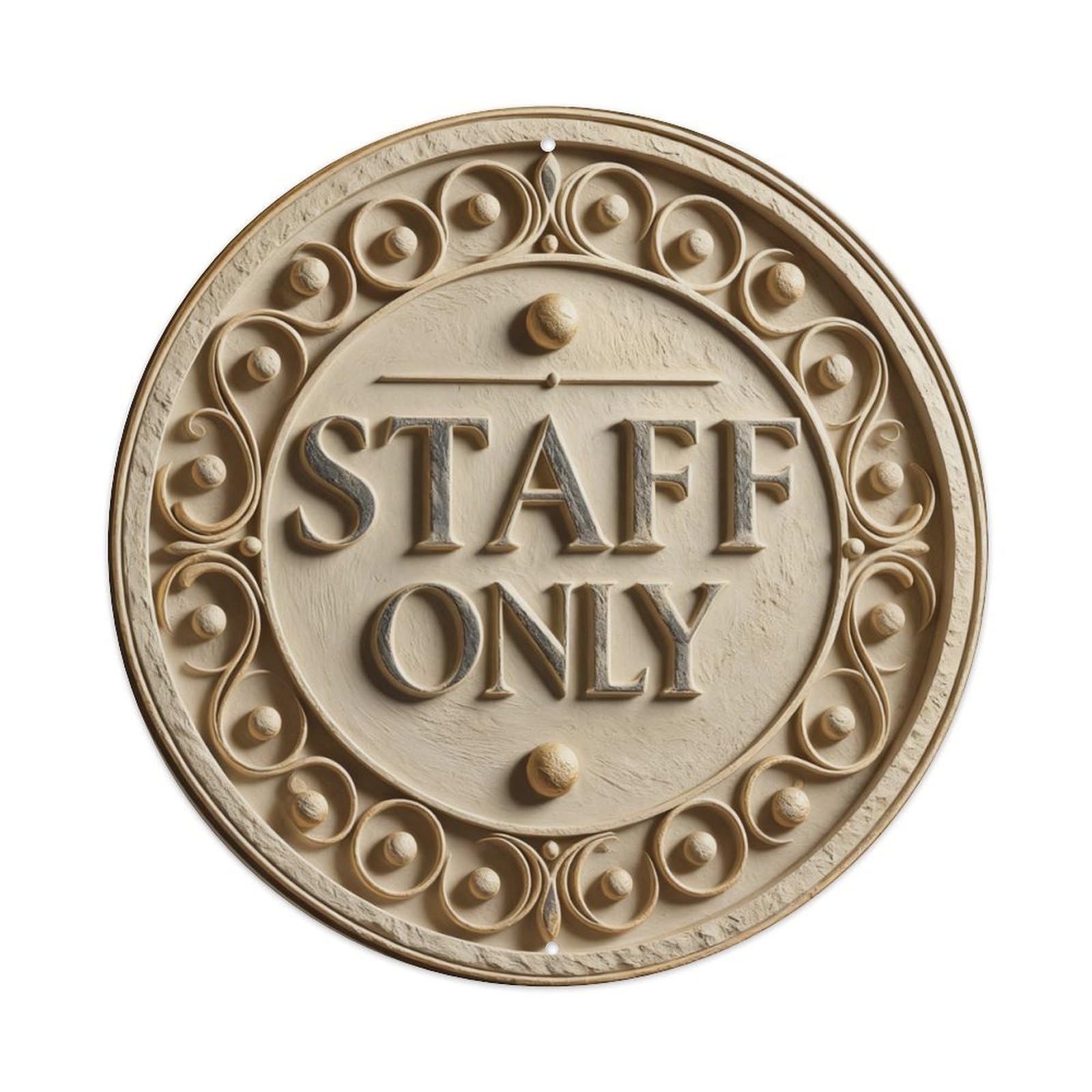 Zlatcbu Vintage Elegant Staff Only Plaque Metal Tin Sign Retro Wall Art Poster, Decor For Home Living Room Bar Cafe Garage, 8X8 Inch