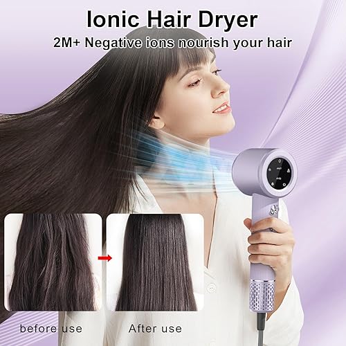 Miniatura 7 de Secador de pelo, secador de pelo profesional de alta velocidad para secado rápido, potente secador de pelo de 1400 W, 3 temperaturas2 velocidades,