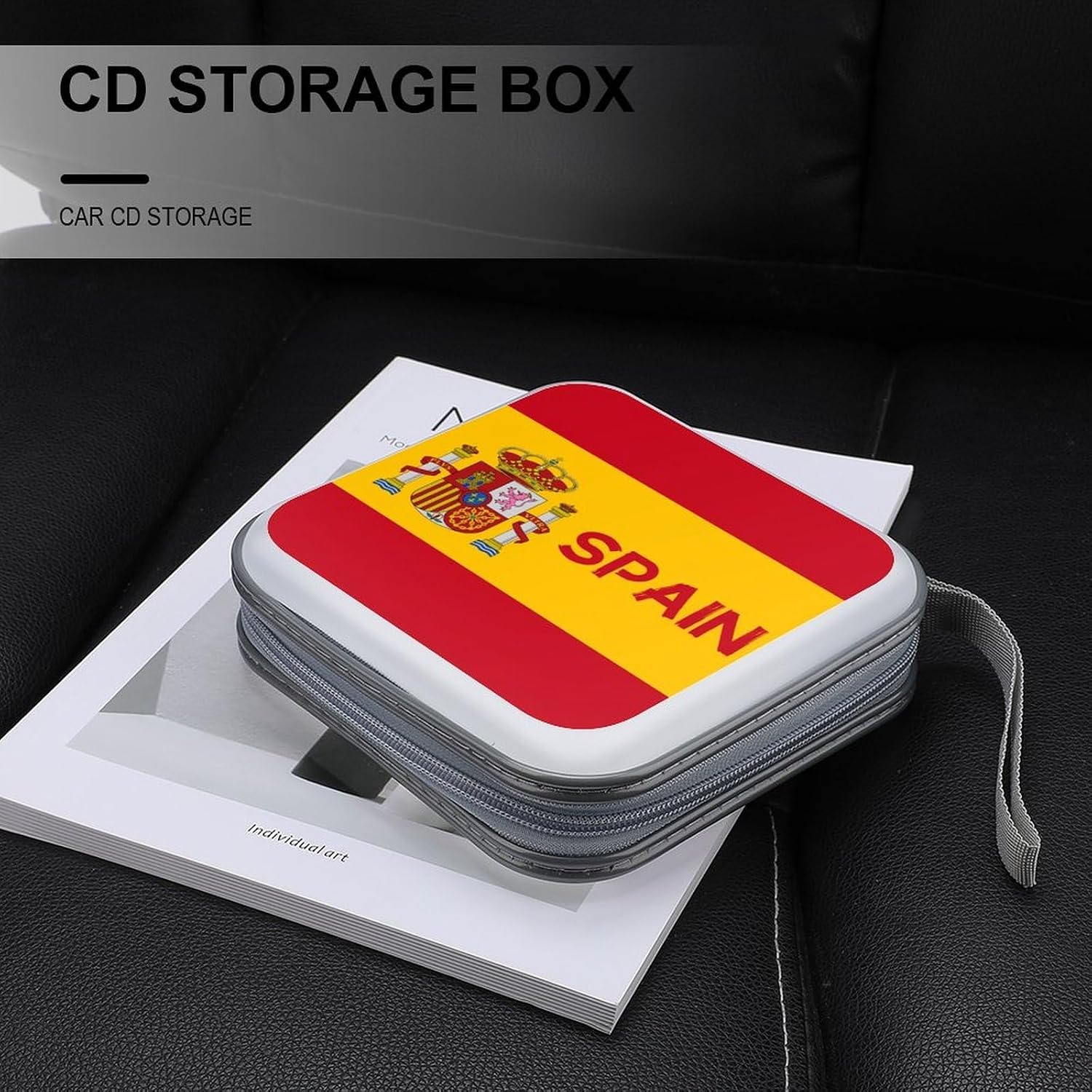 Flag of Spain Spanish Protective CD Case Storage Rack 40 Capacity DVD Holder Organizer Car Travel