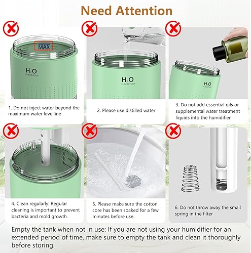 Miniatura 7 de Humidificadores pequeños para dormitorio de 11.8 fl oz, mini humidificador portátil para plantas de viaje, humidificador para plantas de dormitorio,