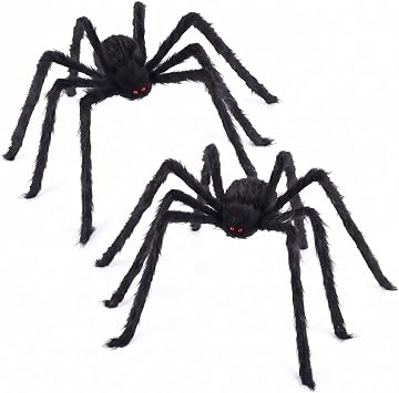 2 Pcs 5ft Black Halloween Giant Spiders Decorations Outdoor Clearance