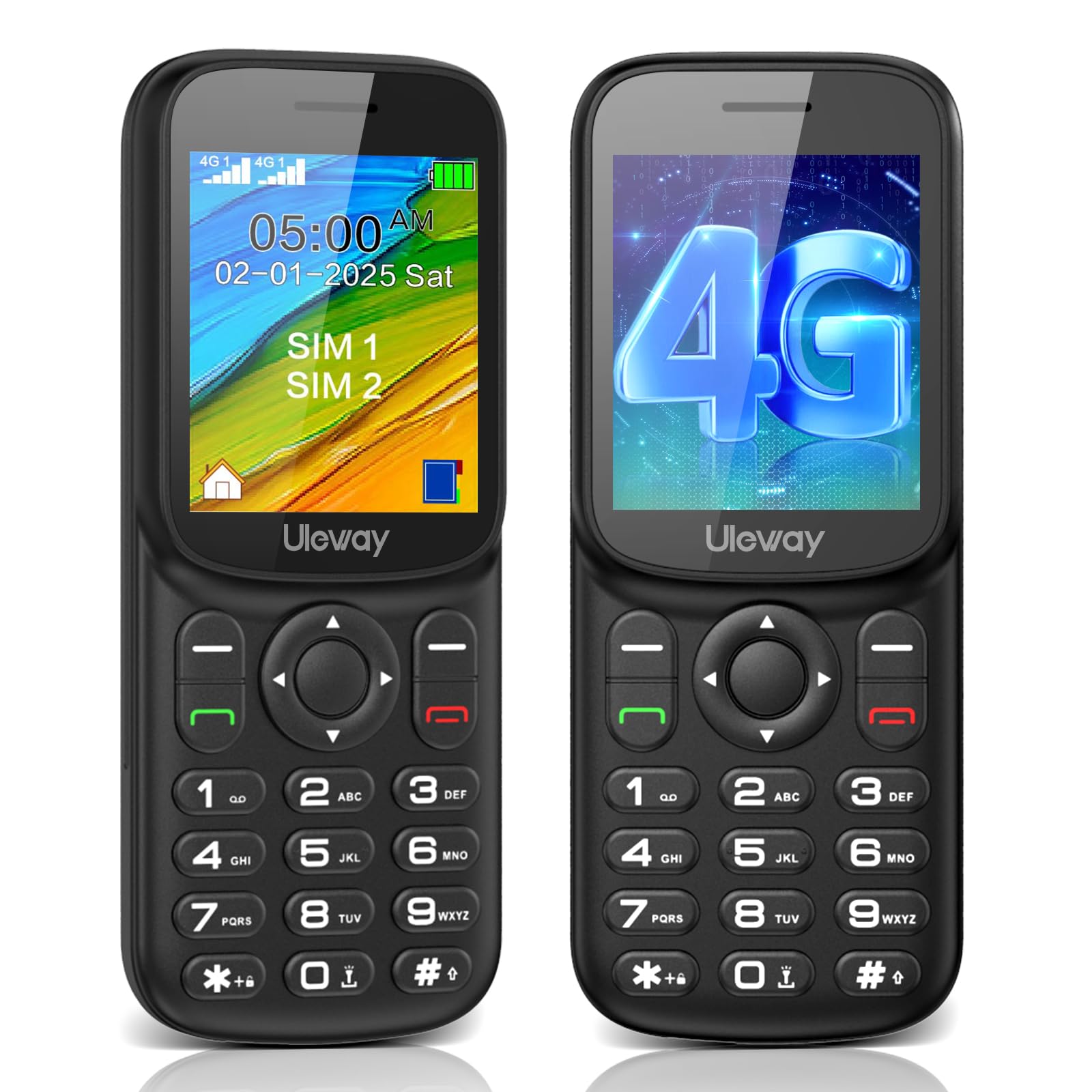 Telefon 4G LTE Mini telefon z przyciskami bez umowy, kolorowy wyświetlacz 1,7 cala, Bluetooth 1000 mAh, długi czas czuwania, Dual SIM, przenośny, telefon komórkowy dla seniorów z latarką LED