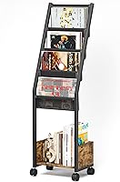 Vista 1 de Homeiju Almacenamiento de discos de vinilo, soporte para discos de 4 niveles con soporte de vinilo con estante de exhibición con capacidad