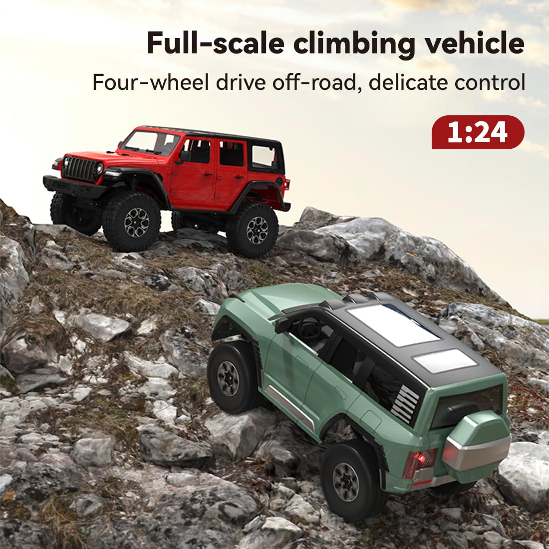 SG-2403 1/24 RC samochód terenowy, 2.4G Full-Time 4WD w pełni proporcjonalny zdalny gąsienica RTR, prezent RC dla miłośników samochodów wspinaczkowych i nastolatków (cyjan)