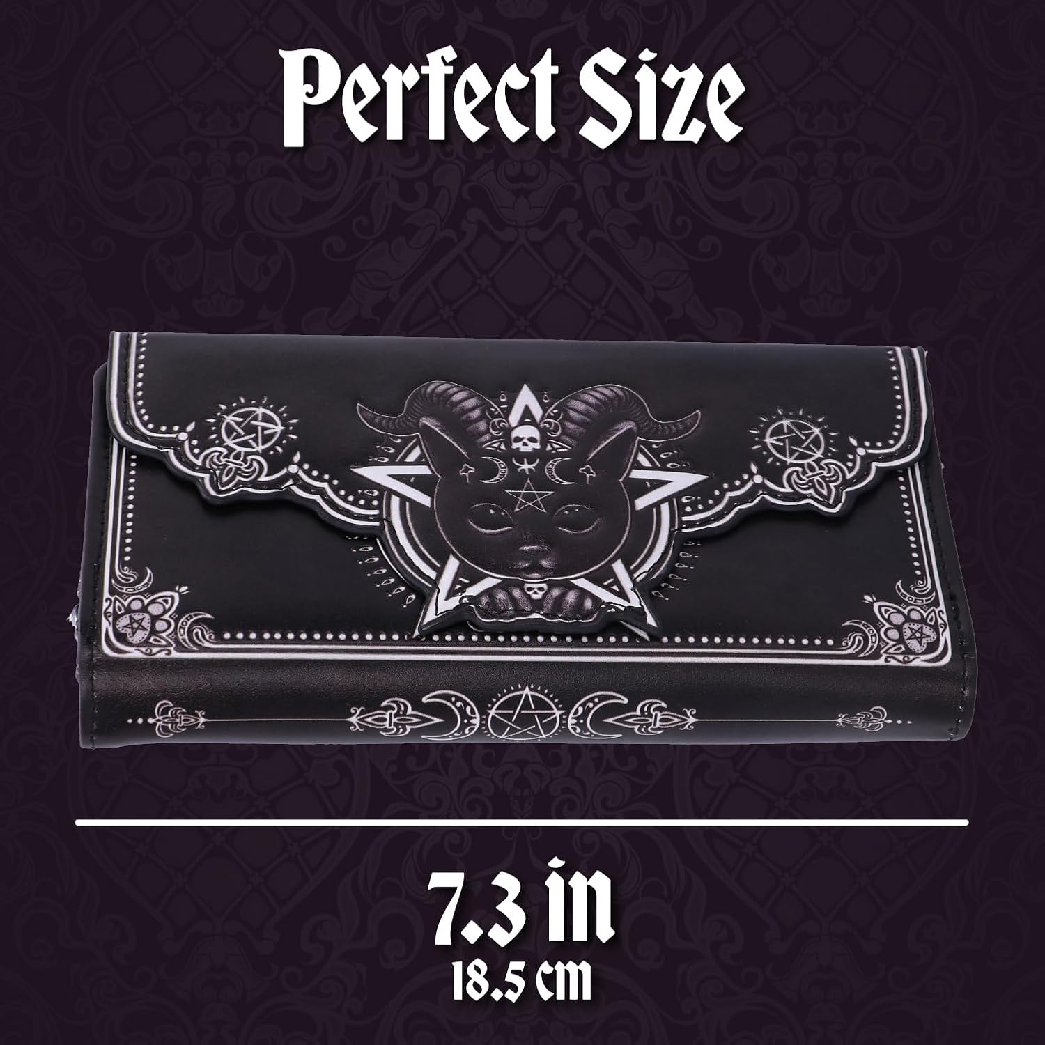 Nemesis Now Pawzuph Gothic Cat Purse, Embossed Baphomet Design, Occult-Themed Wallet, Ideal Gift for Feline Enthusiasts, 18.5cm - Image 6