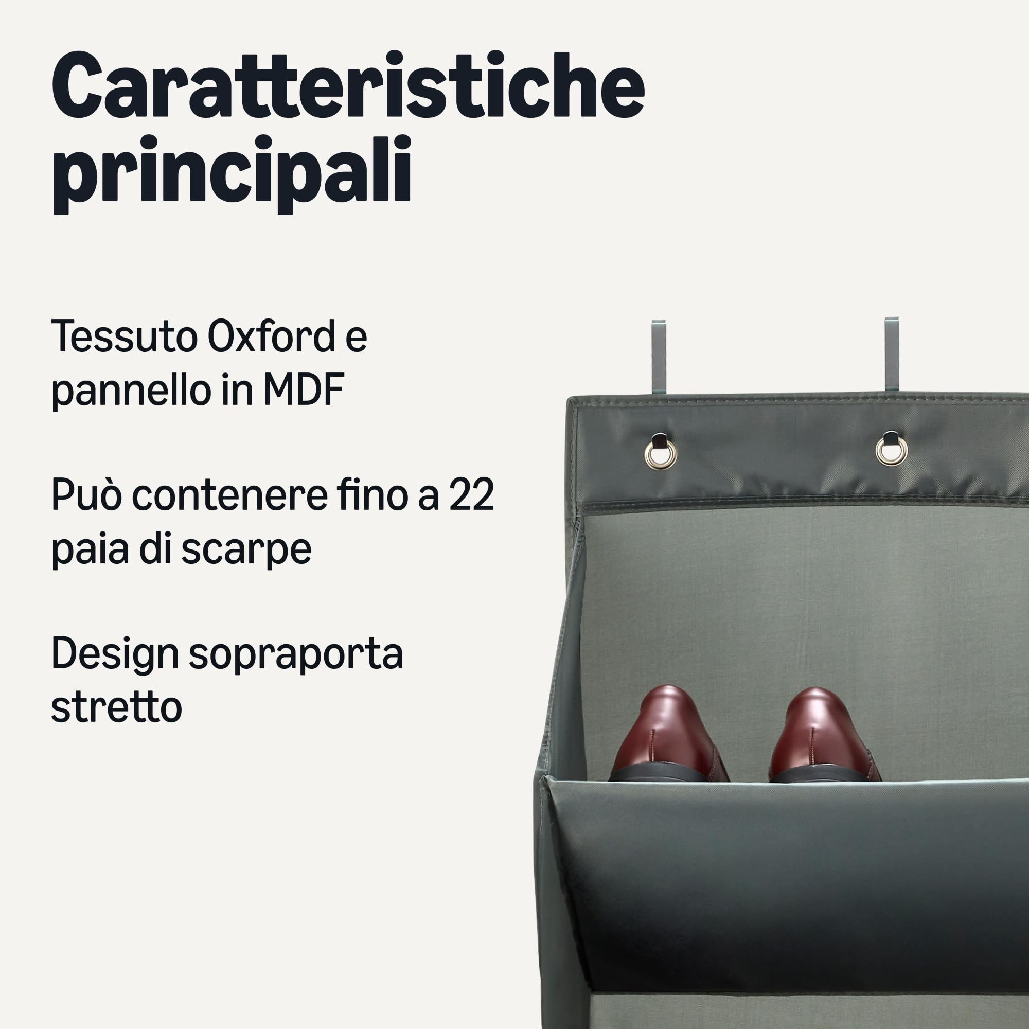 Organizer Da Porta 18 Tasche Per Scarpe, Cappelli E Accessori - Verde/Bianco Con Ganci Metallici