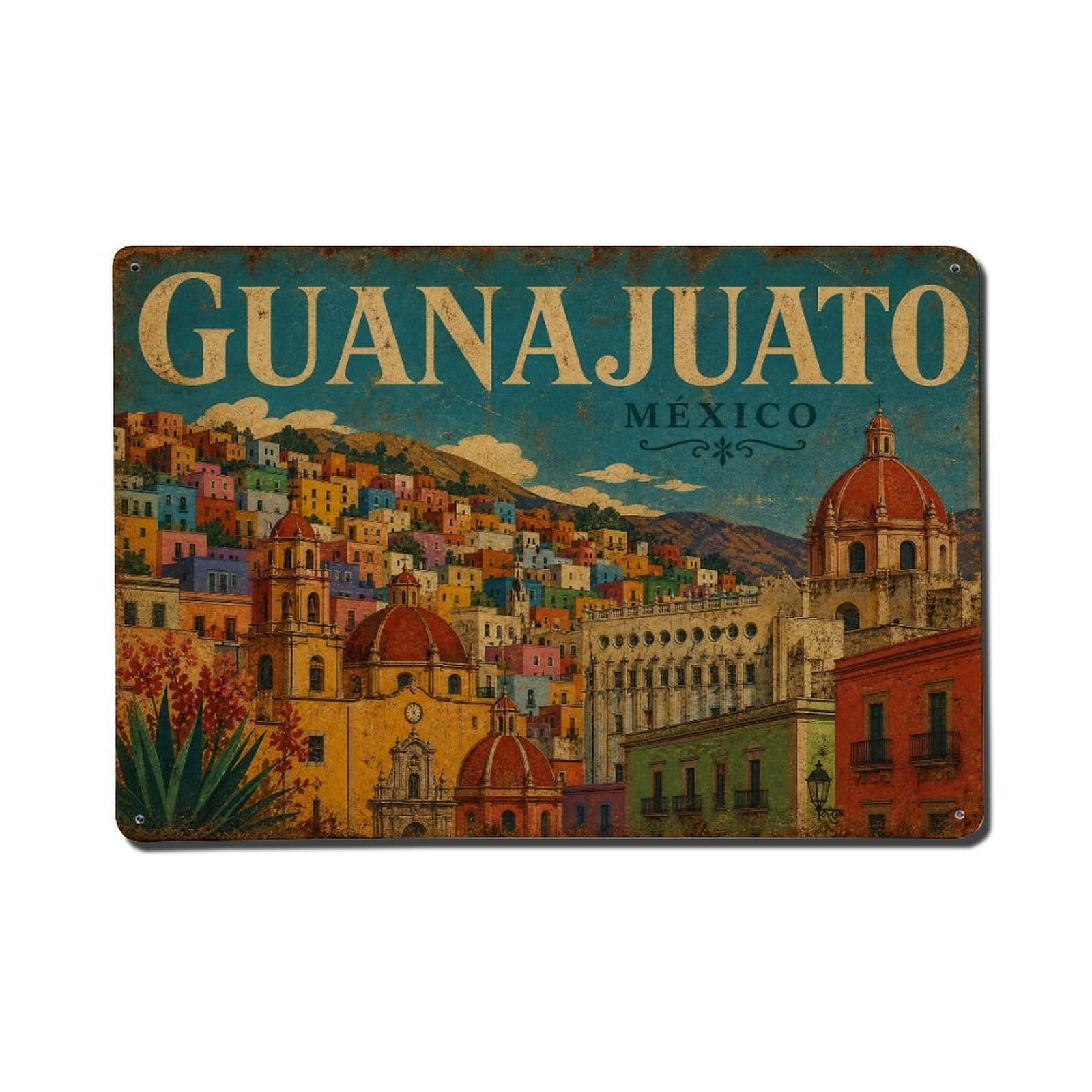 Huiyhb 8X12inch(20X30cm) Travel Retro Mexico Guanajuato Metal Tin Sign